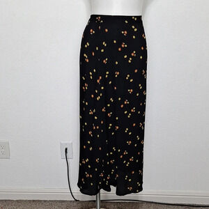 Whistles Black Multi Micro Dainty Floral Longline Romantic Bohemian Midi Skirt